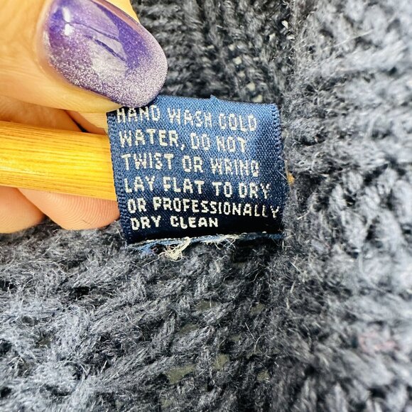 Vintage Regatta Sport Navy Blue Heavy Ramie Button Front Cable Knit Sweater L - Picture 8 of 8